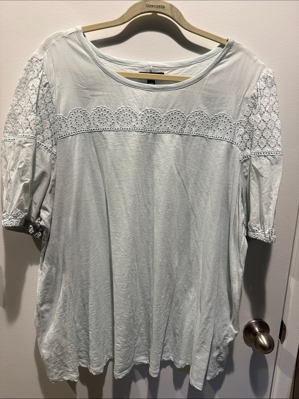 Lane Bryant Pale Mint Crochet-Trim Tunic